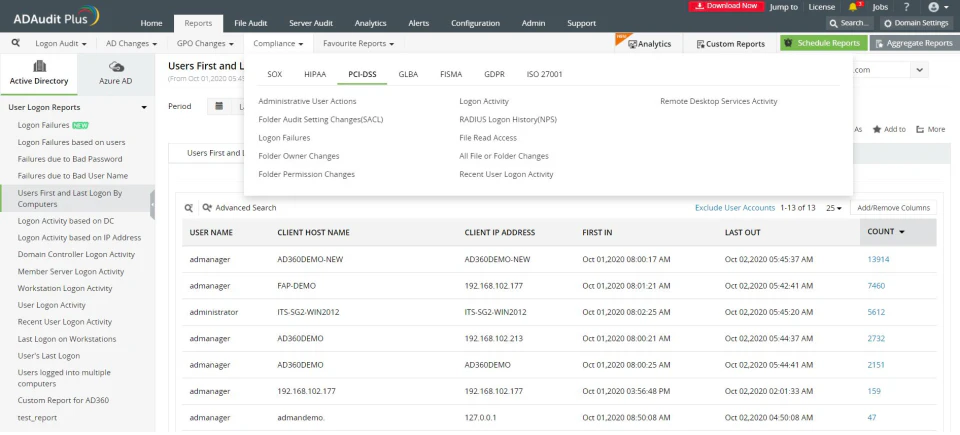 screenshot of ManageEngine ADAudit Plus